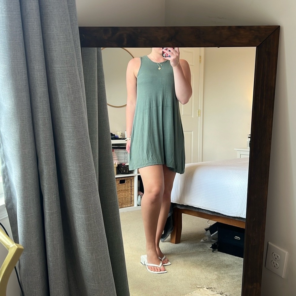 Billabong green ribbed tank mini dress